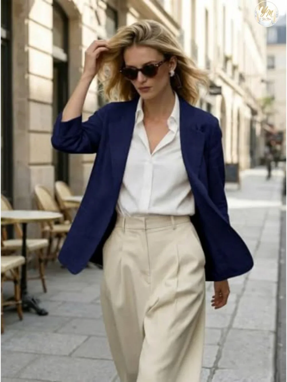 Women's 3/4 Sleeve Linen Blazer - Lightweight Casual Business Jacket